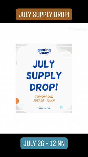 JULY SUPPLY DROP!  Unbeatable Deals  Live Game Demos  Interactive Fun  Giveaways Galore See you tomorrow, July 26 - 12NN! #GamingLib | Gaming Library | Facebook