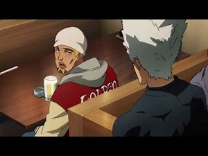 GAROU Fight Golden Ball and Spring Mustachio - One Punch Man Season 2