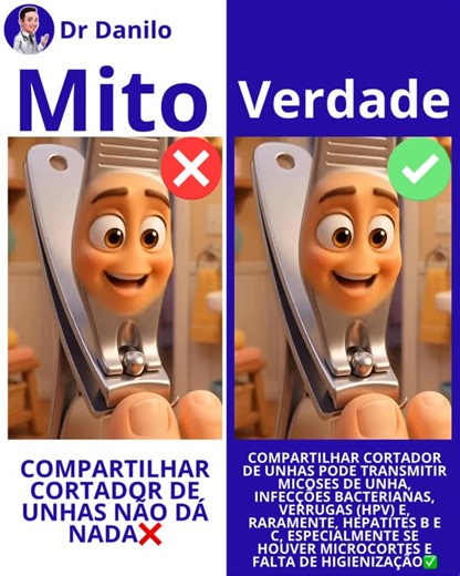 Dr Danilo Rodrigues | Médico | Compartilhar cortador de unhas é perigoso? Compartilhar cortador de unhas não é uma prática segura, pois esse objeto pode atuar como um... | Instagram