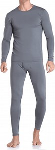 Therma Pro Mens Fleece Lined Thermal Top & Bottom Underwear Set, Long Johns Base Layer Ultra-Soft, Charcoal Gray, Medium