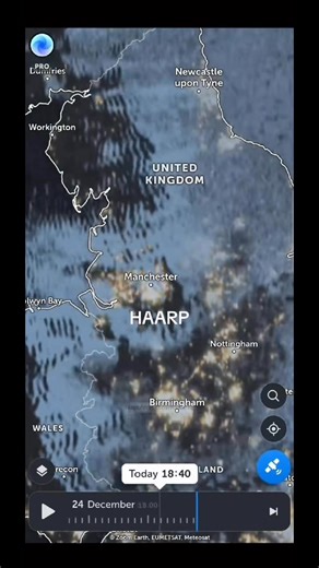 From Russia with Love: A Very HAARPy Christmas ✈️ HAARP activity appears to be beaming and blasting across Europe and into the UK, with patterns observed extending from Russia toward Britain. We’ve been watching this closely using satellite imagery, alongside on‑the‑ground EMF and magnetic readings. What’s being seen is being compared with other atmospheric and geo‑engineering systems often discussed, including NEXRAD wind profilers, ionospheric heaters, solar radiation management, ship‑based at
