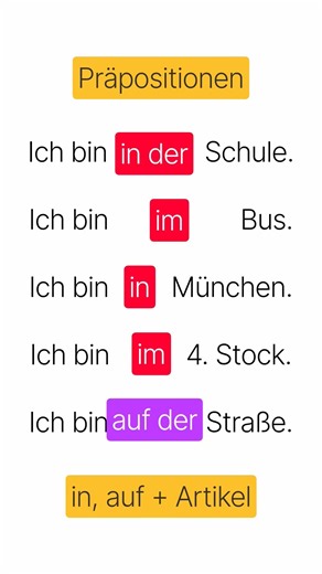 Quiz: im, in der oder ins + Straße, Stock, München, Schule, Bus? Dativ oder Akkusativ #deutsch #in