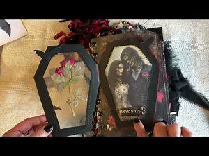 (Sold) CHUNKY Gothic Vampire Romance Junk Journal Flip Through "Love Bites"