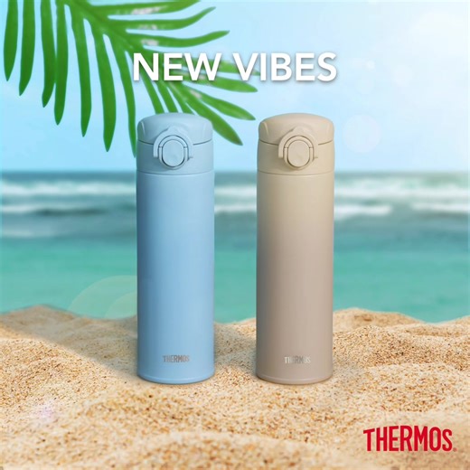 1.4K views · 22 reactions | Explore the sun, sand and sea with the JOK 500ml Vacuum Insulated Mobile Flask, now with new colours - Sand Beige & Light Blue! Made with a special matte textured surface that is also dishwasher-safe. Perfect for your on-the-go hydration needs! #MyNewTHERMOS #MyTHERMOS #THERMOSMY #THERMOSMalaysia | Thermos Malaysia | Facebook