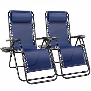 EDX Zero Gravity Chair Outdoor Lounge Chair，Suitable for Beach Terrace Pool Patio, Blue 2-Pack