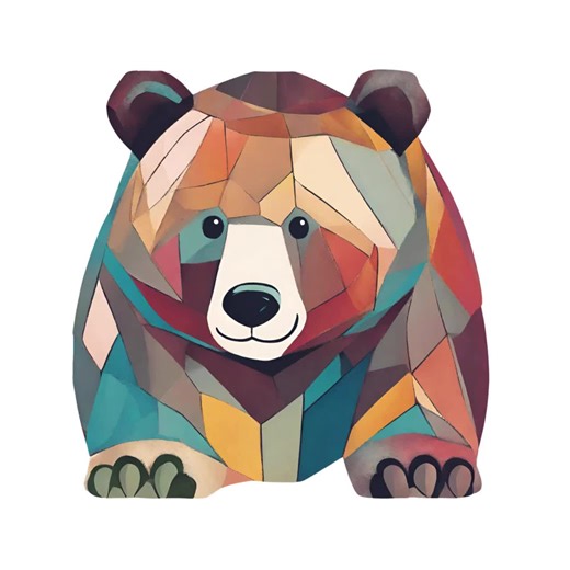 Colorblock Bear Clipart | Geometric PNG SVG (digital Download) - Etsy