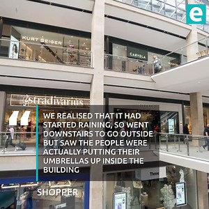 12K views · 92 reactions | Shoppers at Edinburgh's St James Quarter have been forced to use their 'umbrellas inside' after rainwater flooded in to the centre ☔️ | Edinburgh Live | Facebook