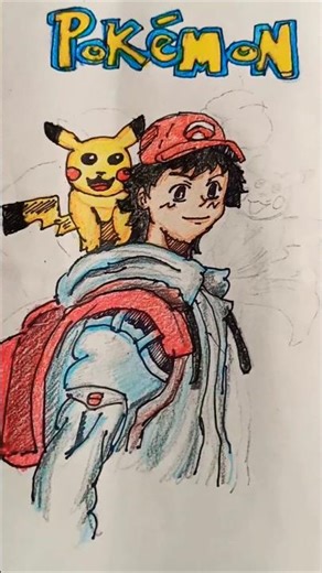 drawing Ash & Pikachu #pokemon
