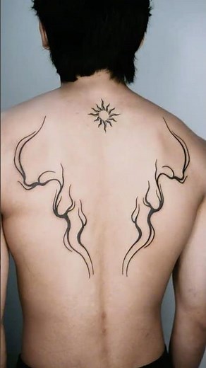 Bold Tribal Back Tattoo | Flowing Blackwork Spine Design