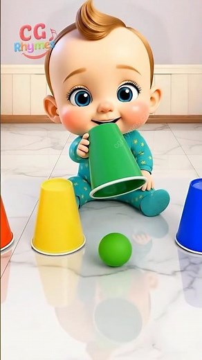 🎨 Ta-da! Cup and Ball Matching Challenge 1 | 🟢🔵🔴🟡 Cgrhymes #shorts #baby #learning