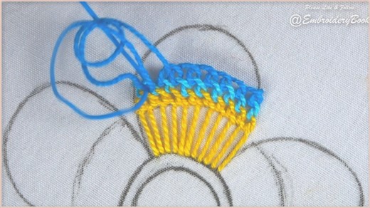 Another new long blanket and needle woven stitch hand embroidery flower design tutorial YouTube 👉👉https://youtu.be/nsb5s3pvcac #trending #viral #handmade #embroidery #virals #trendingnow #HandEmbroidery #trendy | EmbroideryBook