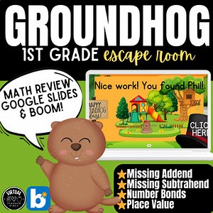 Virtual Groundhog Day Escape Room | 1st Grade Math Review- Add/Subtract- Game