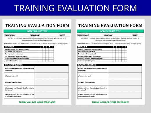 Training Evaluation Form Template | HR Training Feedback | Editable MS Word - Etsy