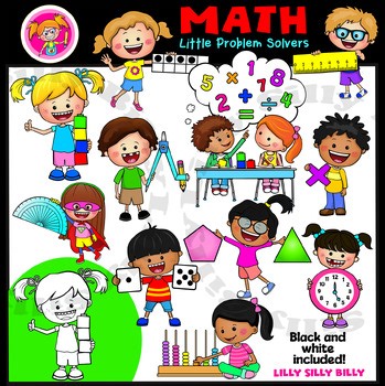 Math - Little Problem Solvers. Clipart Color & Black/white. {Lilly Silly Billy}