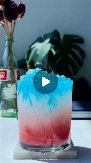Collette Alexandria Grimes on Instagram: "wet hot american summer 🍉 this fourth of july mocktail is honestly good anytime save for the recipe below 📌 - muddle a few chunks of watermelon with freshly squeezed lime juice - add shaved ice - pour lychee juice on top - add sour blue raspberry syrup enjoy! . . . . . . . . . fourth of july, mocktails, slushies, blue raspberry, summer drinks, watermelon, party in the usa . . . . . . . . #fourthofjuly #mocktails #watermelon #shavedice #blueraspberry #s