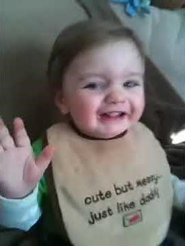 Baby eating cold pudding