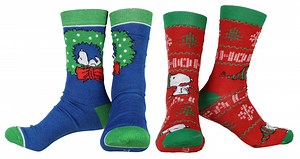 Peanuts Snoopy Holiday 2 Pack Adult Crew Socks