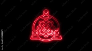 Consensus Icon in Video HD Neon Animation – Agreement and Group Decision Symbol with Dynamic Glow on Black Background Stock Video