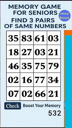 Easy Brain Exercise for Seniors – Focus Boost Challenge | Match the Numbers