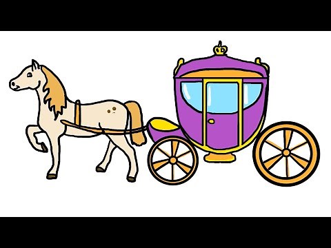 How to draw a carriage with a horse step by step