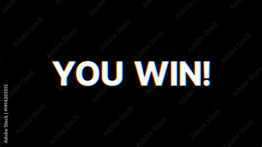 You win text Glitch effect animation.glitch text effect for videos, games and cinematic presentations,