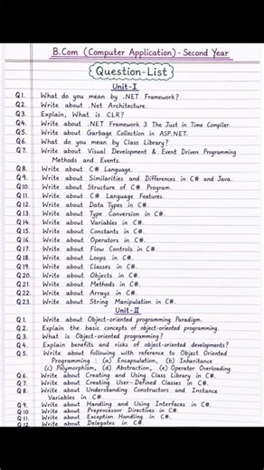 #B.com #2nd Year #Important Question #Introduction to ASP.NET & C# #2026#nep #like #share #viral