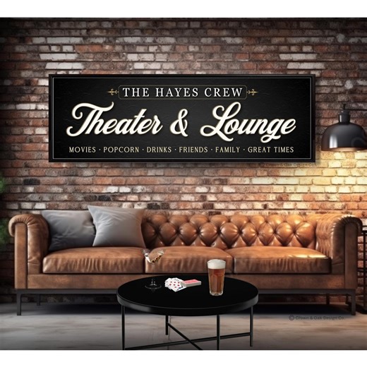 Theater Sign, Personalized Movie Room Wall Decor, Custom Home Cinema Room Signs - Etsy