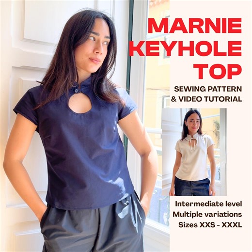Marnie Keyhole Top Digital PDF Sewing Pattern & Video Tutorial - Instant Download! - Etsy UK