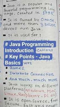 Java Programming Introduction l Key Points l Java Basics #shorts #java #javaprogramming #programming