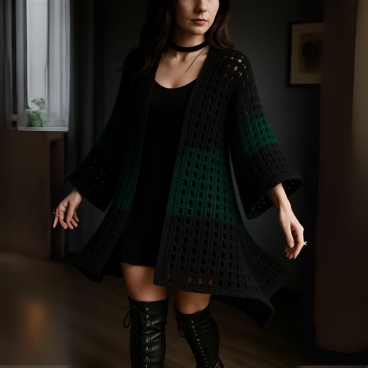 Crochet Cardigan Pattern PDF: Nocturne Kimono Duster With Bell Sleeves (XS-3X) (digital Download) - Etsy
