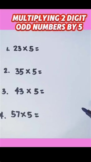 Multiplying 2 digit odd numbers by 5. #math