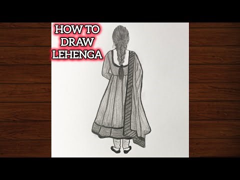 How to Draw Bridal Lehenga Choli | Indian Bridal Dress Drawing
