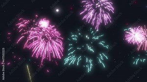 Colorful bright fireworks of good quality. many different colors in 4k. fun fireworks