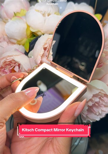 Perfect lighting anytime, anywhere 🪞✨ This Kitsch LED compact mirror keychain stays on my bag so I never have to rely on bad bathroom lighting again 👏🏽 Dual magnification 3 light settings = flawless touch-ups every time 💗 #kitsch #compactmirror #ledmirror #travelessentials #tiktokshopstockup @Kitsch