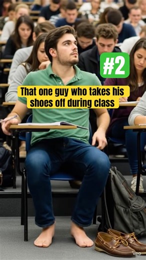 Guy takes his shoes off in class. #malefeet
