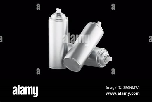 Silver aerosol spray cans, rotation animation seamlessly loopable. 3D rendering isolated on transparent background Stock Video Footage - Alamy