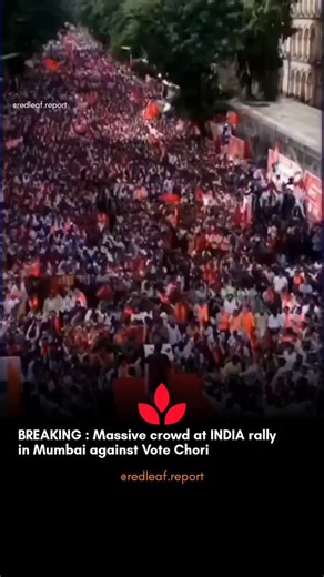 RedLeaf Report on Instagram: "Thousands of citizens flooded the streets of Mumbai, accusing the BJP and the Election Commission of India of “vote theft.” Protesters alleged large-scale electoral malpractice and demanded transparency, fair counting, and accountability. Despite heavy police deployment, demonstrators held placards calling for the protection of democracy and free elections — echoing growing anger over what many see as political manipulation of India’s democratic process. Authorities