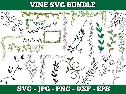 Vine SVG Bundle, Leaf Silhouette, Vector Graphics (digital Download) - Etsy New Zealand