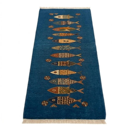 Hand Knotted Oushak Koi Fish Runner Rug Blue Colorful Wool Carpet 2x6 2.5x8 Hallway Kitchen Entryway Oriental Area Rug - Etsy