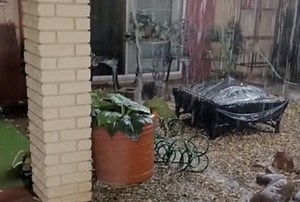 Heavy rain and hail falls throughout the Valley