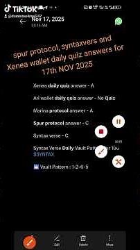 spur protocol, Xenea wallet and syntaxvers daily quiz answers