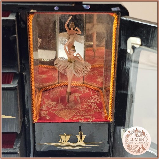 Antique Wooden Music Box With Dancing Ballerina – Japanese Style Cabinet, Working Mechanical Carillon, Mid-20th Century - Etsy