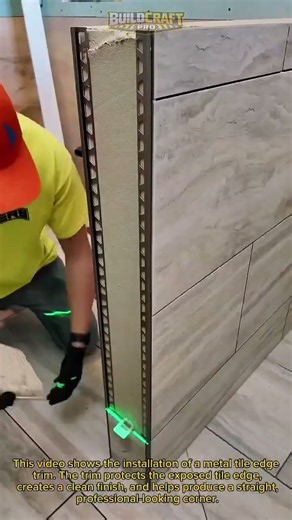 Perfect Tile Edges with Metal Trim: Pro Finish Explained #TileWork #Construction #DIY Fast & Clean!