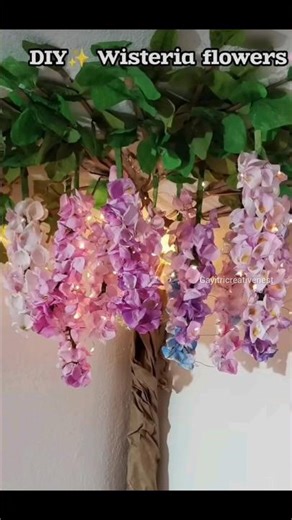 DIY Wisteria Tree from tissue paper|Aesthetic flower vines |Aesthetic wisteria tree #craft #shorts
