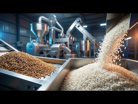 Inside a Modern Rice Mill : From Harvested Paddy to Polished and Bagged White Rice ( Full Process)