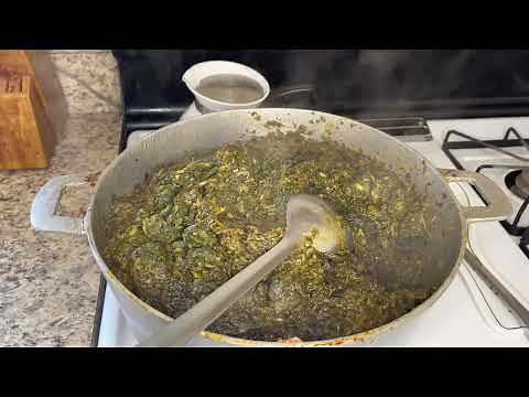 Delicious Haitian Lalo/ Jute Leaves Stew with meat and crab