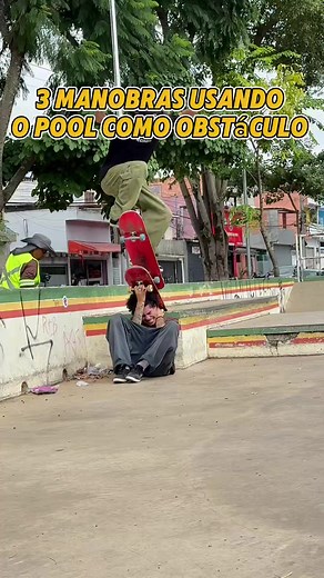 3 Manobras em Dupla com Pool no Skate