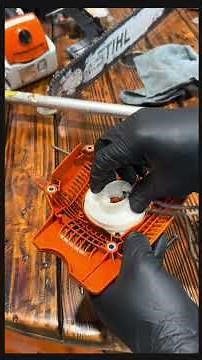 Husqvarna 592 XP rewind starter spring replacement. How to restring a recoil starter on a chainsaw