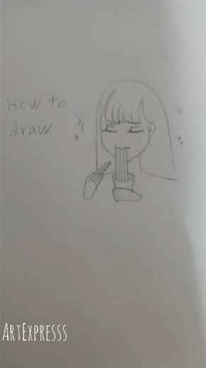 How to draw a cute character eating ramen! 🍜✨ #Shorts #AnimeArt