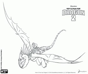Astrid and her dragon Stormfly coloring page printable game
